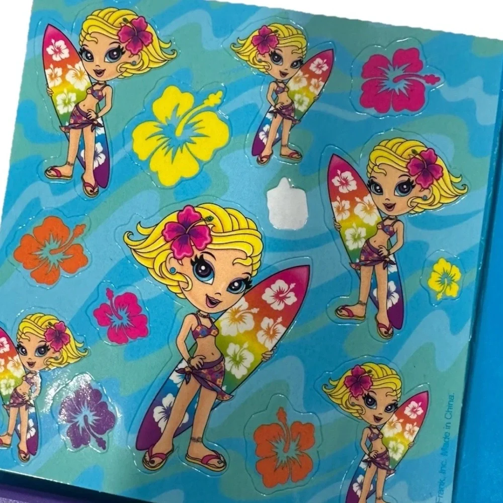 Vintage Lisa Frank Flip Out Surfer Girl Trifold Planner Organizer Agenda RARE